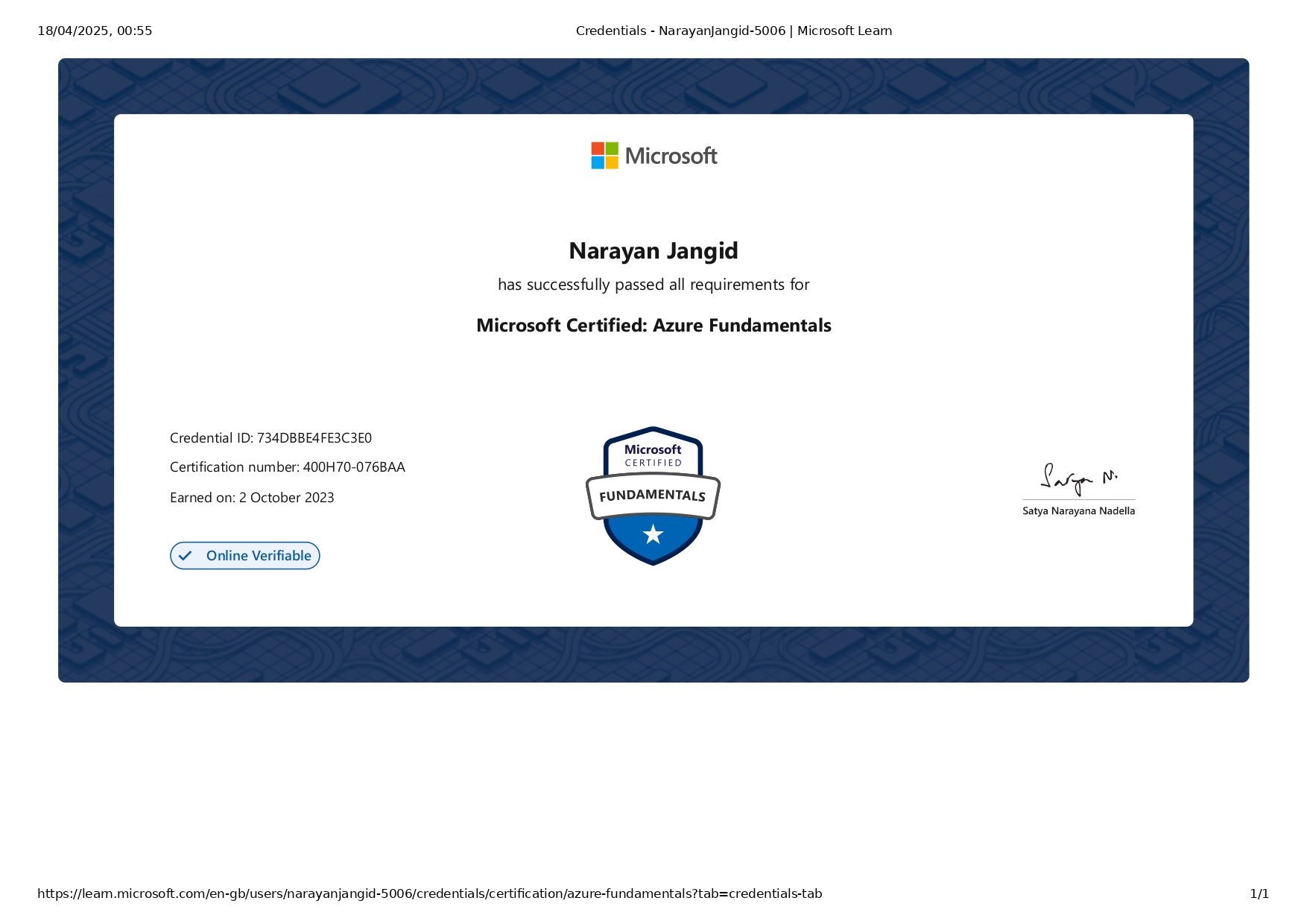 Microsoft Certified: Azure Fundamentals